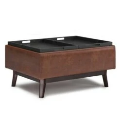 Small Ethan Tray Top Coffee Table Storage Ottoman - WyndenHall Saddle Brown -Ottomans Official Shop unnamed file 8470