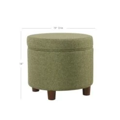 Round Storage Ottoman - Homepop Teal
