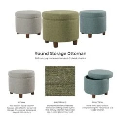 Round Storage Ottoman - Homepop Teal -Ottomans Official Shop unnamed file 8477