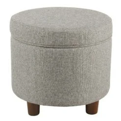 Round Storage Ottoman - Homepop Teal -Ottomans Official Shop unnamed file 8479