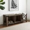 Sophie Rustic Farmhouse X Frame Entry Bench with 3 Cubbies - Saracina Home Rustic Oak -Ottomans Official Shop unnamed file 848