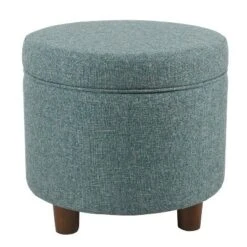 Round Storage Ottoman - Homepop Teal -Ottomans Official Shop unnamed file 8480