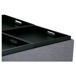 35" Franklin Square Coffee Table Storage Ottoman Linen Look Fabric - Wyndenhall Distressed Umber Brown -Ottomans Official Shop unnamed file 8493