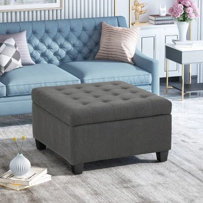 Isabella Contemporary Tufted Fabric Storage Ottoman - Christopher Knight Home Navy Blue/dark Brown 3 Isabella Contemporary Tufted Fabric Storage Ottoman - Christopher Knight Home Navy Blue/dark Brown