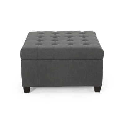 Isabella Contemporary Tufted Fabric Storage Ottoman - Christopher Knight Home Navy Blue/dark Brown 6 Isabella Contemporary Tufted Fabric Storage Ottoman - Christopher Knight Home Navy Blue/dark Brown – Image 4
