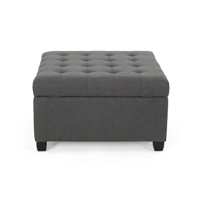 Isabella Contemporary Tufted Fabric Storage Ottoman - Christopher Knight Home Navy Blue/dark Brown 7 Isabella Contemporary Tufted Fabric Storage Ottoman - Christopher Knight Home Navy Blue/dark Brown – Image 5