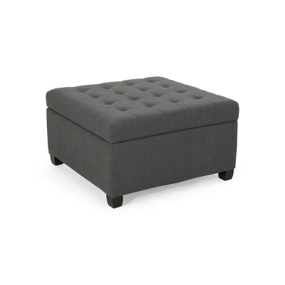 Isabella Contemporary Tufted Fabric Storage Ottoman - Christopher Knight Home Navy Blue/dark Brown 8 Isabella Contemporary Tufted Fabric Storage Ottoman - Christopher Knight Home Navy Blue/dark Brown – Image 6