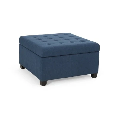 Isabella Contemporary Tufted Fabric Storage Ottoman - Christopher Knight Home Navy Blue/dark Brown 14 Isabella Contemporary Tufted Fabric Storage Ottoman - Christopher Knight Home Navy Blue/dark Brown – Image 12