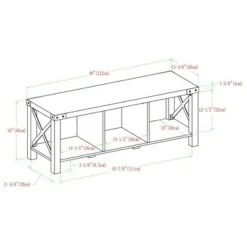 Sophie Rustic Farmhouse X Frame Entry Bench with 3 Cubbies - Saracina Home Rustic Oak -Ottomans Official Shop unnamed file 853