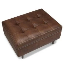 Large Blanchette Mid Century Square Coffee Table Storage Ottoman - WyndenHall Distressed Saddle Brown -Ottomans Official Shop unnamed file 8538