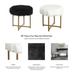 Faux Fur Stool - HomePop Pink -Ottomans Official Shop unnamed file 86