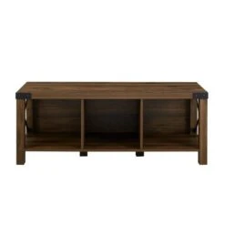 Sophie Rustic Farmhouse X Frame Entry Bench with 3 Cubbies - Saracina Home Rustic Oak -Ottomans Official Shop unnamed file 862