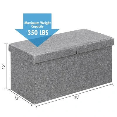 Costway 30'' Folding Storage Ottoman W/Lift Top Bed End Bench 80L Capacity Light GreyDark Grey 4 Costway 30'' Folding Storage Ottoman W/Lift Top Bed End Bench 80L Capacity Light GreyDark Grey – Image 2