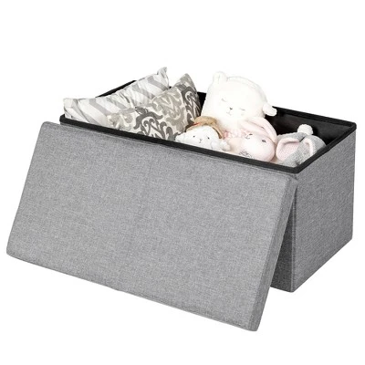 Costway 30'' Folding Storage Ottoman W/Lift Top Bed End Bench 80L Capacity Light GreyDark Grey 10 Costway 30'' Folding Storage Ottoman W/Lift Top Bed End Bench 80L Capacity Light GreyDark Grey – Image 8