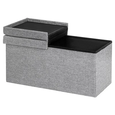 Costway 30'' Folding Storage Ottoman W/Lift Top Bed End Bench 80L Capacity Light GreyDark Grey 11 Costway 30'' Folding Storage Ottoman W/Lift Top Bed End Bench 80L Capacity Light GreyDark Grey – Image 9