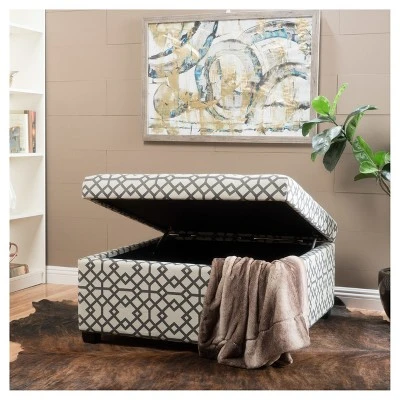 Tempe Storage Ottoman - Gray Geometric - Christopher Knight Home 3 Tempe Storage Ottoman - Gray Geometric - Christopher Knight Home