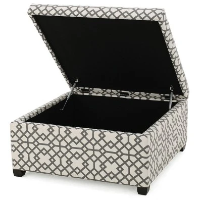 Tempe Storage Ottoman - Gray Geometric - Christopher Knight Home 4 Tempe Storage Ottoman - Gray Geometric - Christopher Knight Home – Image 2