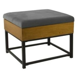 Wood and Metal Upholstered Storage Ottoman - HomePop Gray -Ottomans Official Shop unnamed file 8703