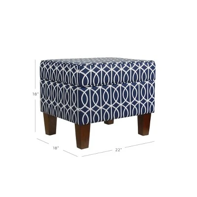 Bella Storage Ottoman - Blue Trellis - HomePop 3 Bella Storage Ottoman - Blue Trellis - HomePop