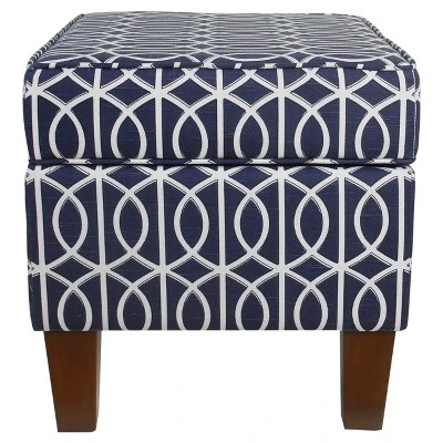 Bella Storage Ottoman - Blue Trellis - HomePop 4 Bella Storage Ottoman - Blue Trellis - HomePop – Image 2
