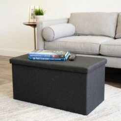 Heathered Storage Ottoman with Reversible Tray Cover Charcoal Gray - Humble Crew -Ottomans Official Shop unnamed file 8735