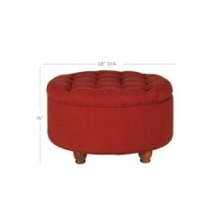 Tufted Round Cocktail Storage Ottoman Red - HomePop