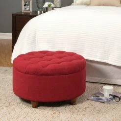Tufted Round Cocktail Storage Ottoman Red - HomePop -Ottomans Official Shop unnamed file 8750