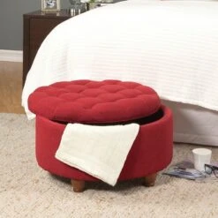 Tufted Round Cocktail Storage Ottoman Red - HomePop -Ottomans Official Shop unnamed file 8751