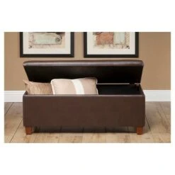 Large Faux Leather Storage Bench Chocolate Brown - HomePop -Ottomans Official Shop unnamed file 8765