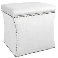 Nail Button Storage Ottoman - Skyline Furniture Velvet White -Ottomans Official Shop unnamed file 8810