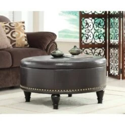 OSP Home Furnishings Augusta Storage Ottoman Bonded Leather - INSPIRED by Bassett