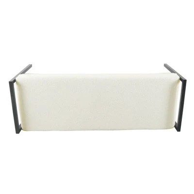 Modern Metal Sherpa Bench Cream - HomePop 5 Modern Metal Sherpa Bench Cream - HomePop – Image 3