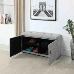 18" Shoe Storage Ottoman - Ore International Slate Blue -Ottomans Official Shop unnamed file 8846