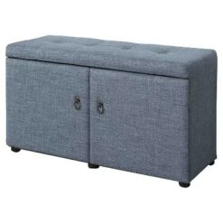 18" Shoe Storage Ottoman - Ore International Slate Blue -Ottomans Official Shop unnamed file 8848
