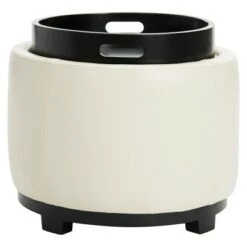 Round Storage Tray Ottoman - Safavieh Red