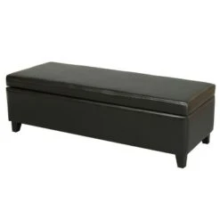 York Bonded Leather Storage Ottoman Bench - Christopher Knight Home Brown -Ottomans Official Shop unnamed file 8936