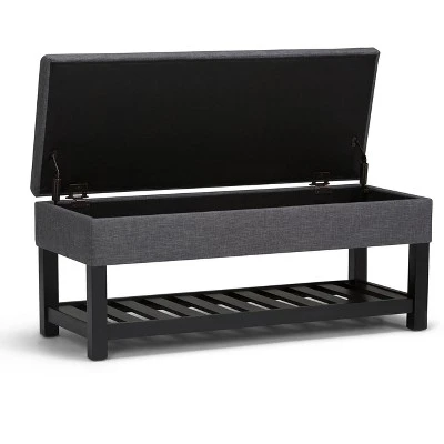 43" Ashton Storage Ottoman Bench - WyndenHall Slate Gray Linen Look Fabric 4 43" Ashton Storage Ottoman Bench - WyndenHall Slate Gray Linen Look Fabric – Image 2