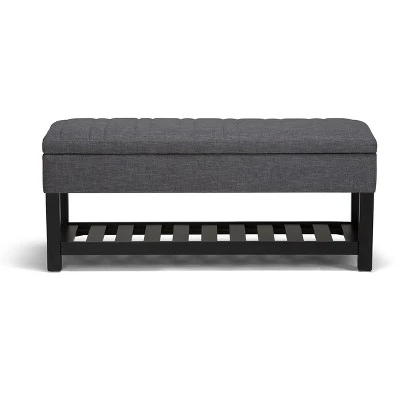 43" Ashton Storage Ottoman Bench - WyndenHall Slate Gray Linen Look Fabric 5 43" Ashton Storage Ottoman Bench - WyndenHall Slate Gray Linen Look Fabric – Image 3