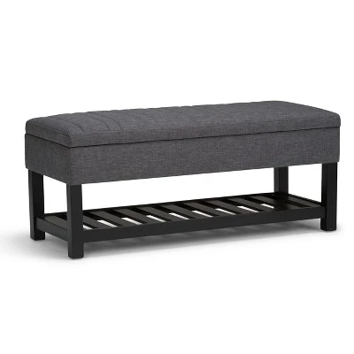 43" Ashton Storage Ottoman Bench - WyndenHall Slate Gray Linen Look Fabric 10 43" Ashton Storage Ottoman Bench - WyndenHall Slate Gray Linen Look Fabric – Image 8