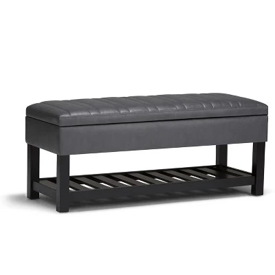 43" Ashton Storage Ottoman Bench - WyndenHall Slate Gray Linen Look Fabric 11 43" Ashton Storage Ottoman Bench - WyndenHall Slate Gray Linen Look Fabric – Image 9