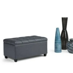 34" Marlowe Storage Ottoman Bench - WyndenHall Midnight Black