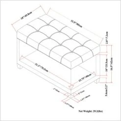 34" Marlowe Storage Ottoman Bench - WyndenHall Midnight Black -Ottomans Official Shop unnamed file 8952