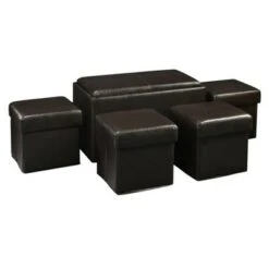 Manhattan Storage Bench w/4 Collapsible Ottomans Espresso - Breighton Home -Ottomans Official Shop unnamed file 8967