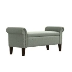 Rolled Arm Bench Storage Ottoman - Handy Living Granite Gray -Ottomans Official Shop unnamed file 9002