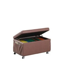 Ore International Storage Bench with Caster Wheels/Side Pockets Beige -Ottomans Official Shop unnamed file 9009
