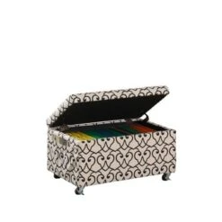 Ore International Storage Bench with Caster Wheels/Side Pockets Beige -Ottomans Official Shop unnamed file 9010
