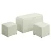 Sheridan Storage Bench w/2 Side Ottomans White - Breighton Home