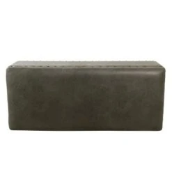 Large Storage Bench with Nailhead Trim Faux Leather - Homepop Gray -Ottomans Official Shop unnamed file 9023