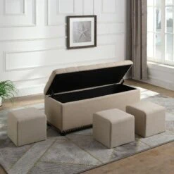 Storage Bench with 3 Seating Buff Beige - Ore International 7 Storage Bench with 3 Seating Buff Beige - Ore International -Ottomans Official Shop unnamed file 9032