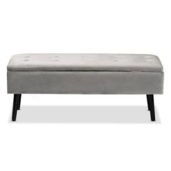 Caine Velvet Wood Storage Bench - Baxton Studio Black/dark Brown -Ottomans Official Shop unnamed file 9036